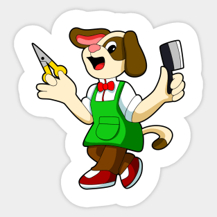 Dog as Hairdresser with Scissors & Comb Sticker